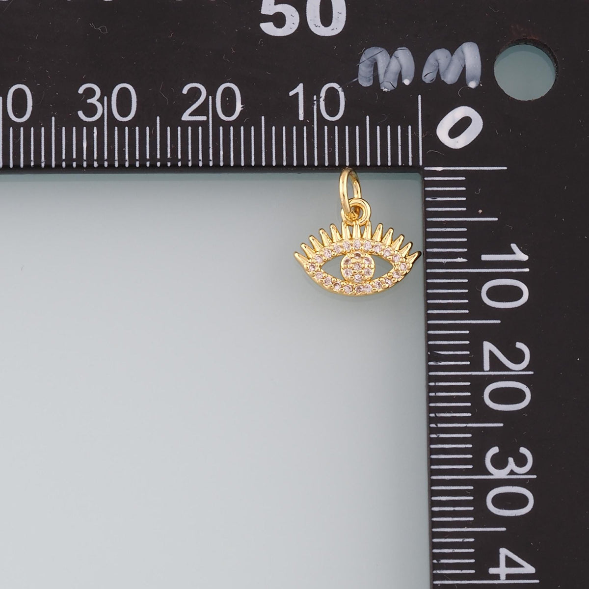 18K Gold Filled Evil Eye CZ Charm Pendant for Jewelry Making
