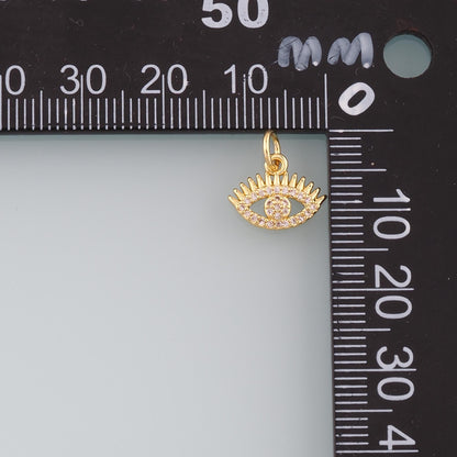 18K Gold Filled Evil Eye CZ Charm Pendant for Jewelry Making