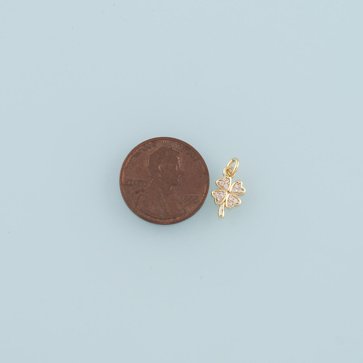 18K Gold Filled Four Leaf Clover Pendant,CZ Micro Pave Tiny Lucky Charm Bracelet Necklace for DIY Jewelry Making Supply