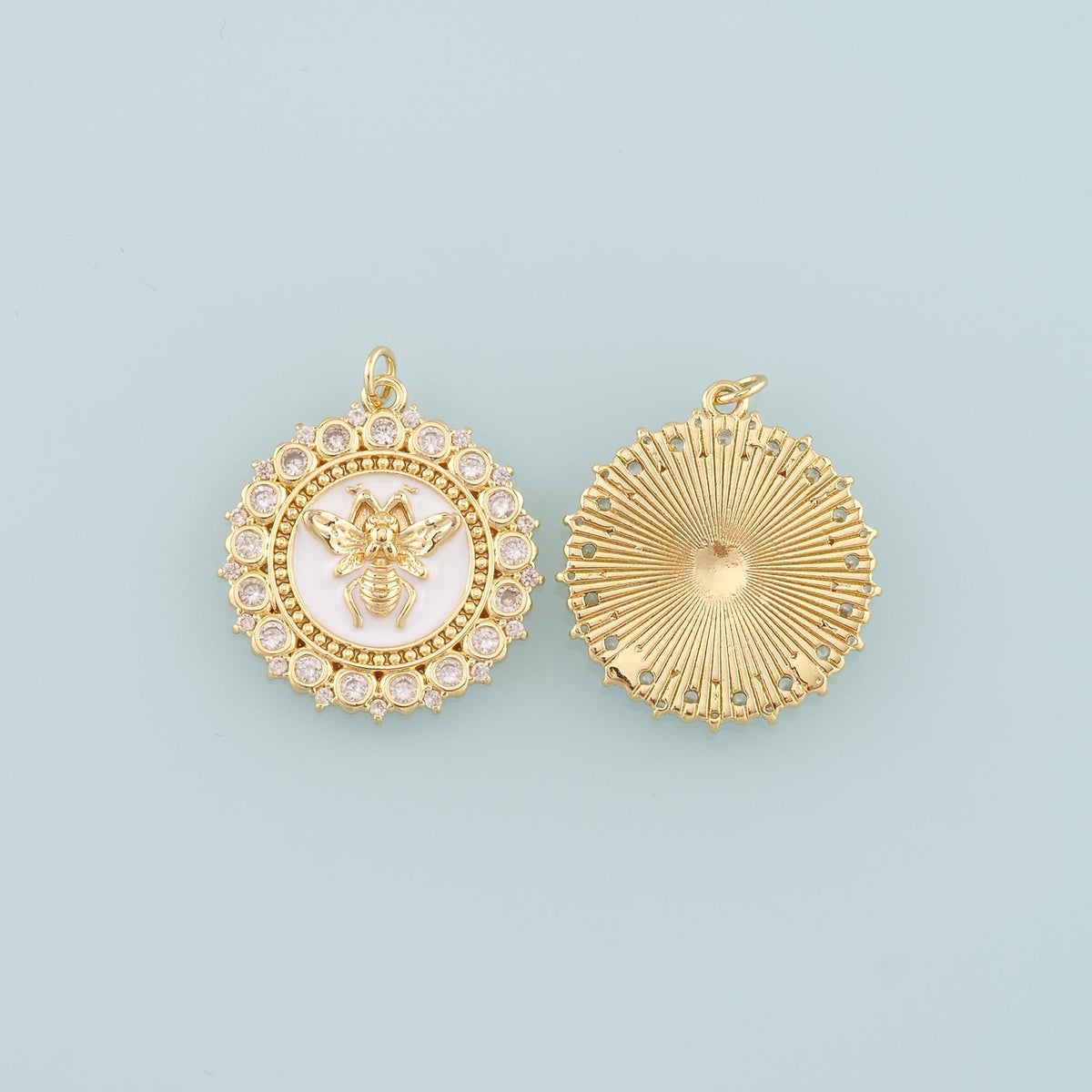 18K Gold Filled Bee Enamel Charm Pendant for Jewelry Making
