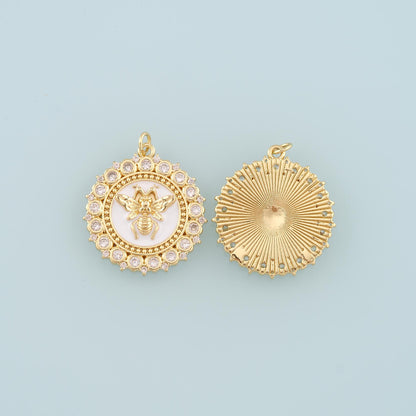 18K Gold Filled Bee Enamel Charm Pendant for Jewelry Making