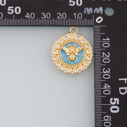18K Gold Filled Bee Enamel Charm Pendant for Jewelry Making