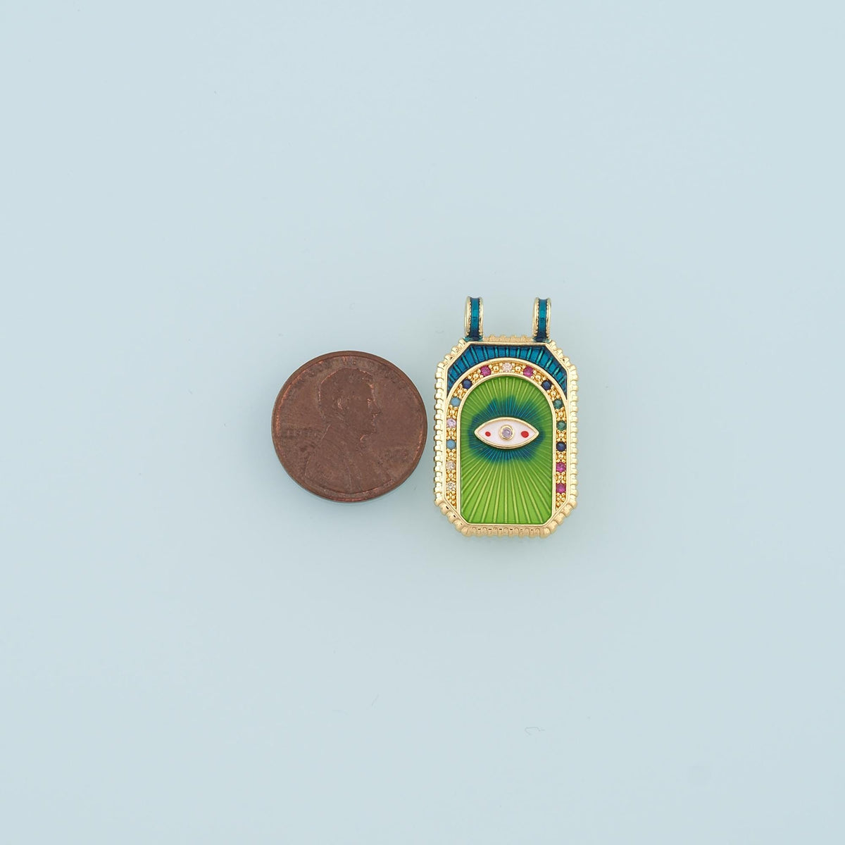 Gold Eye Charm,18K Gold Filled Rectangle Evil Eye Pendant,Enamel Evil Eye Charm Bracelet Necklace for DIY Jewelry Making Supp