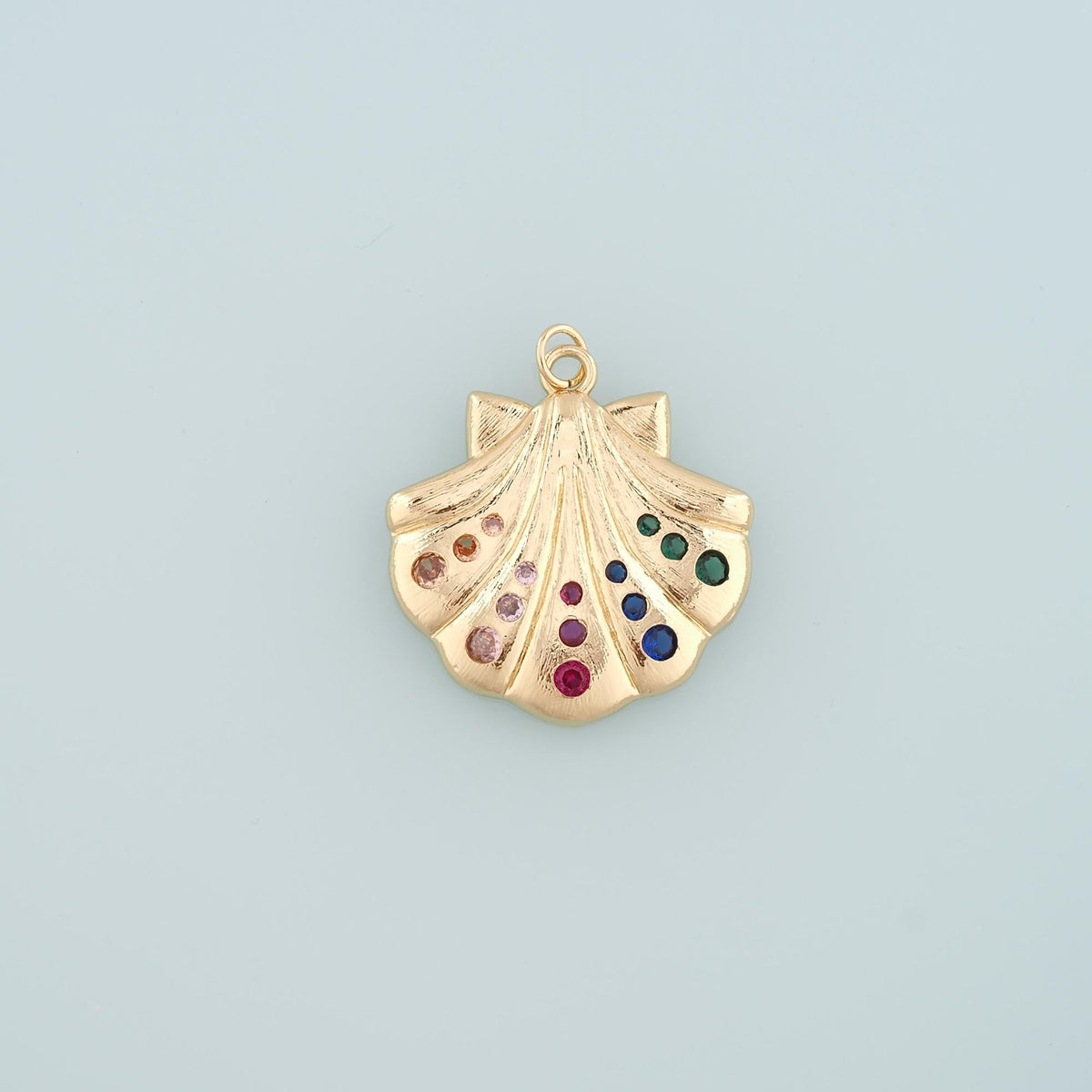 18K Gold Filled Shell CZ Charm Pendant for Jewelry Making