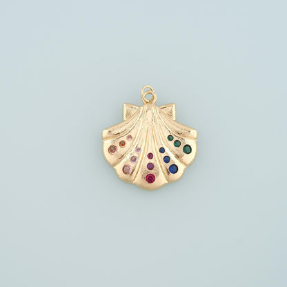 18K Gold Filled Shell CZ Charm Pendant for Jewelry Making