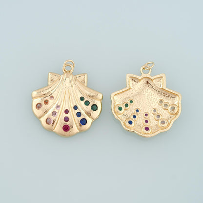 18K Gold Filled Shell CZ Charm Pendant for Jewelry Making