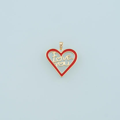18K Gold Filled Heart Pendant,Enamel I Love You Charm Bracelet Necklace for DIY Jewelry Making Supply