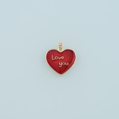 18K Gold Filled Enamel Heart Charm Pendant for Jewelry Making