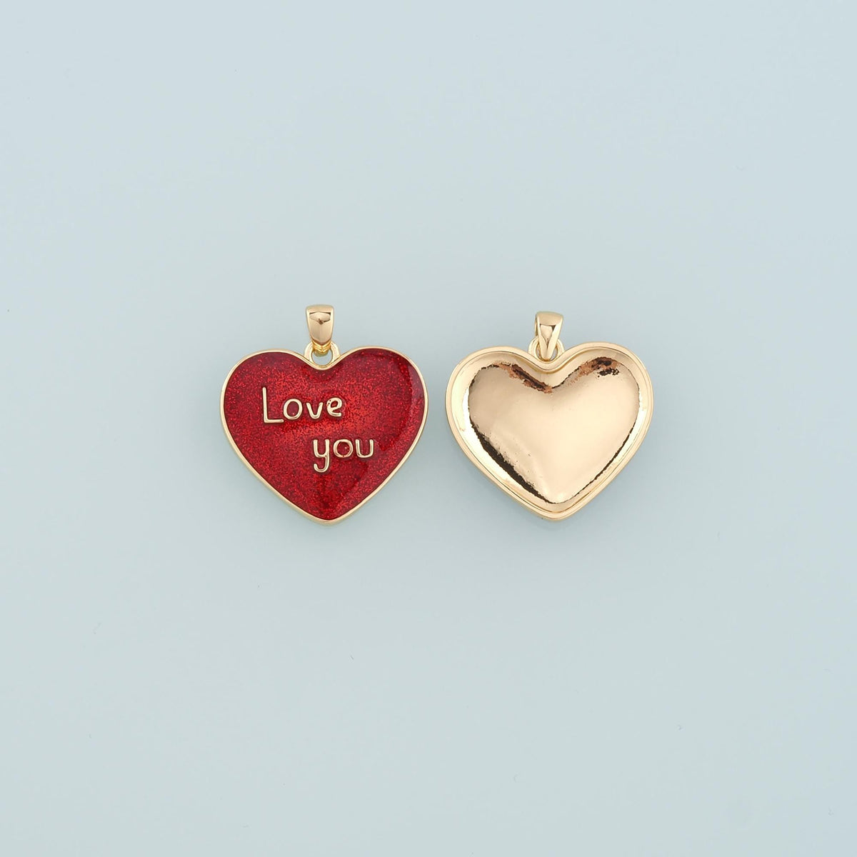 18K Gold Filled Enamel Heart Charm Pendant for Jewelry Making