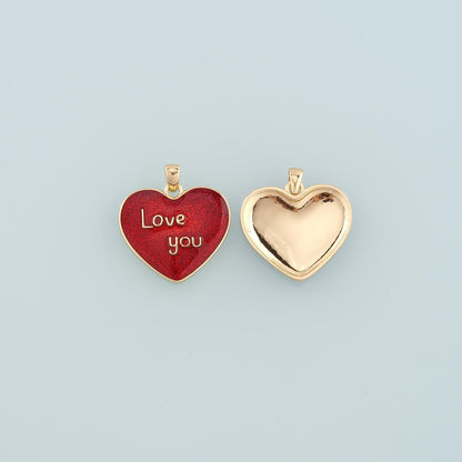 18K Gold Filled Enamel Heart Charm Pendant for Jewelry Making