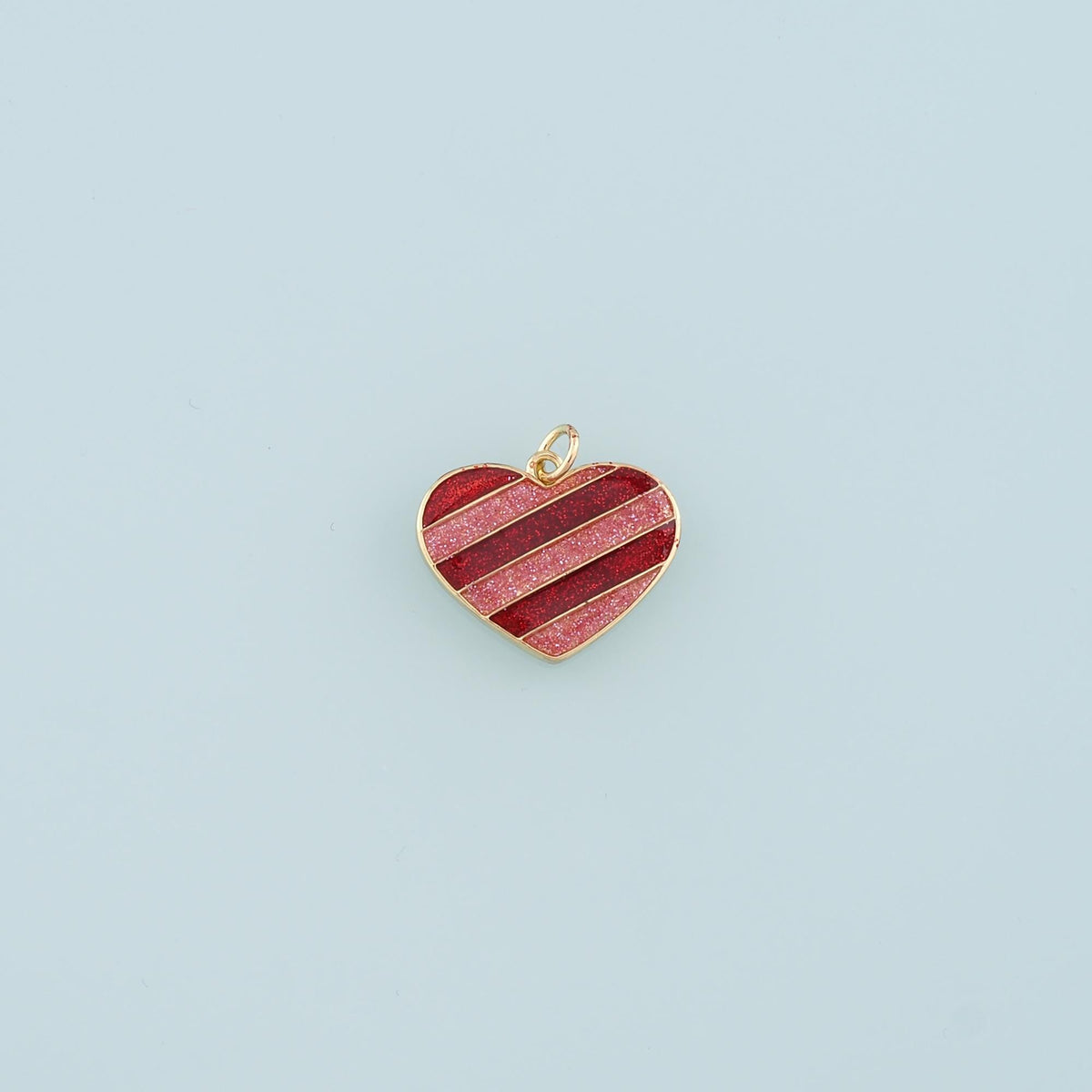 18K Gold Filled Heart Pendant,Enamel Heart Charm Bracelet Necklace for DIY Jewelry Making Supply