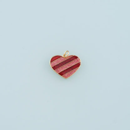 18K Gold Filled Heart Pendant,Enamel Heart Charm Bracelet Necklace for DIY Jewelry Making Supply