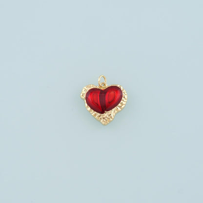 18K Gold Filled Heart Enamel Charm Pendant for Jewelry Making
