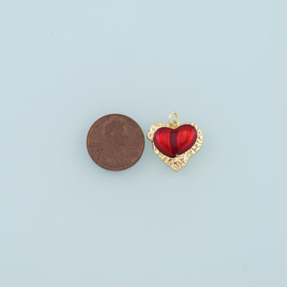 18K Gold Filled Heart Enamel Charm Pendant for Jewelry Making