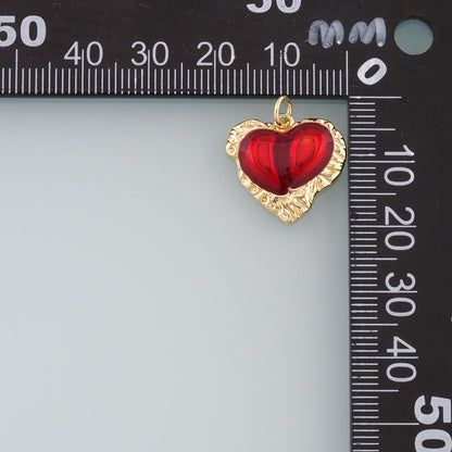18K Gold Filled Heart Enamel Charm Pendant for Jewelry Making