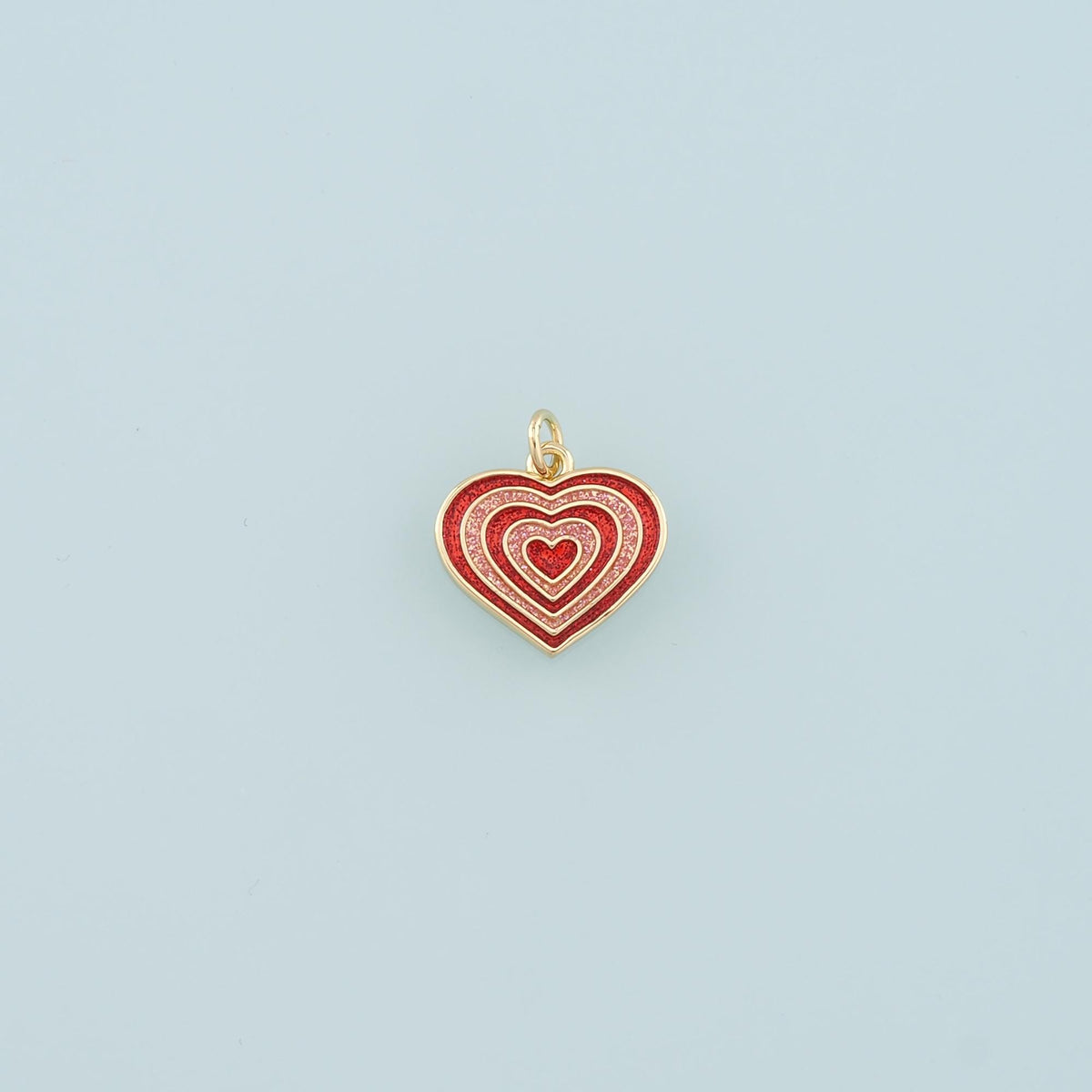 18K Gold Filled Heart Pendant,Enamel Heart Charm Bracelet Necklace for DIY Jewelry Making Supply