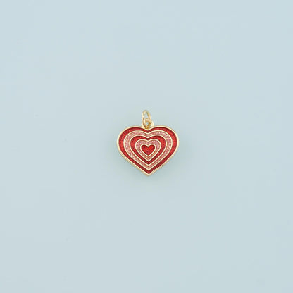 18K Gold Filled Heart Pendant,Enamel Heart Charm Bracelet Necklace for DIY Jewelry Making Supply