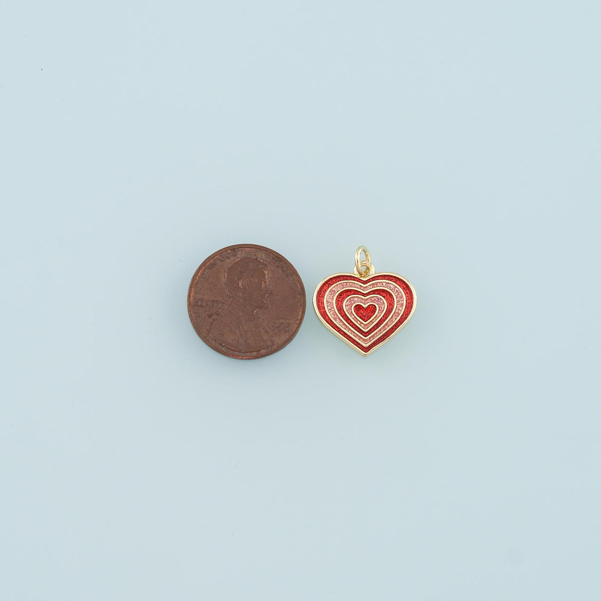 18K Gold Filled Heart Pendant,Enamel Heart Charm Bracelet Necklace for DIY Jewelry Making Supply
