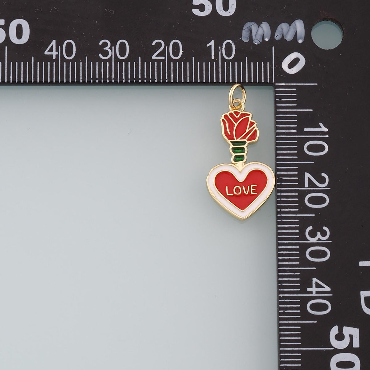 18K Gold Filled Heart Flower Pendant,Enamel Love Charm Bracelet Necklace for DIY Jewelry Making Supply
