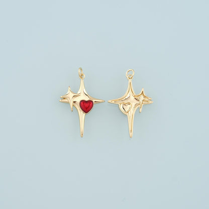 18K Gold Filled Heart Enamel Charm Pendant for Jewelry Making