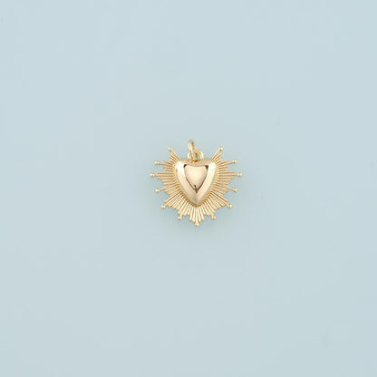 18K Gold Filled Heart Pendant,Dainty Heart Charm Bracelet Necklace for DIY Jewelry Making Supply