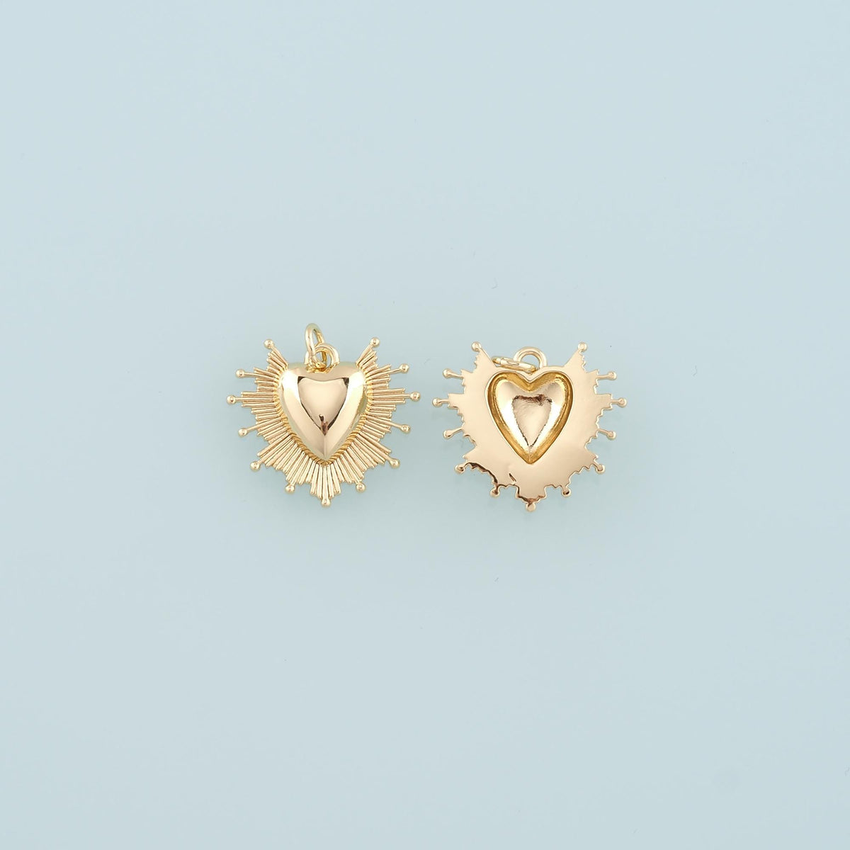 18K Gold Filled Heart Pendant,Dainty Heart Charm Bracelet Necklace for DIY Jewelry Making Supply