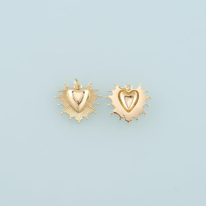 18K Gold Filled Heart Pendant,Dainty Heart Charm Bracelet Necklace for DIY Jewelry Making Supply