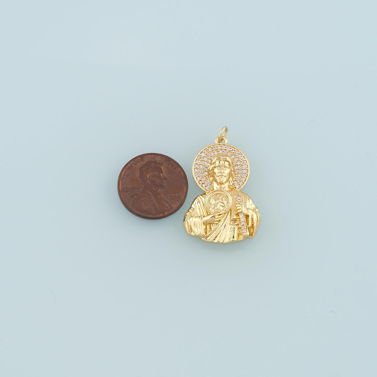18K Gold Filled Jesus Pendant,CZ Micro Pave Religion Charm Bracelet Necklace for DIY Jewelry Making Supply