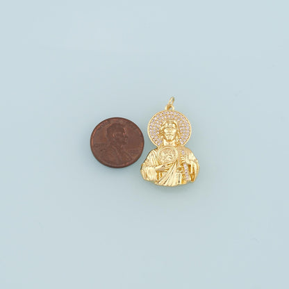 18K Gold Filled Jesus Pendant,CZ Micro Pave Religion Charm Bracelet Necklace for DIY Jewelry Making Supply