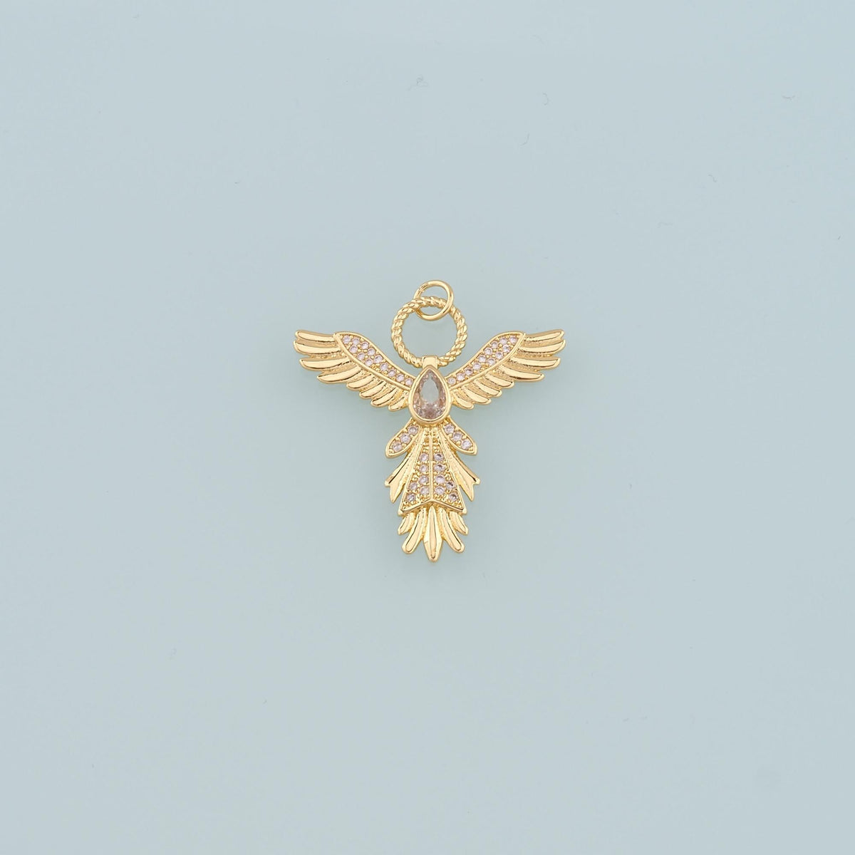 18K Gold Filled Cubic Zirconia Angel Charm Pendant for Jewelry Making