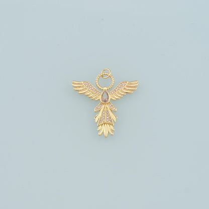 18K Gold Filled Cubic Zirconia Angel Charm Pendant for Jewelry Making