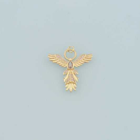 18K Gold Filled Angel Pendant,CZ Micro Pave Angel Charm Bracelet Necklace for DIY Jewelry Making Supply