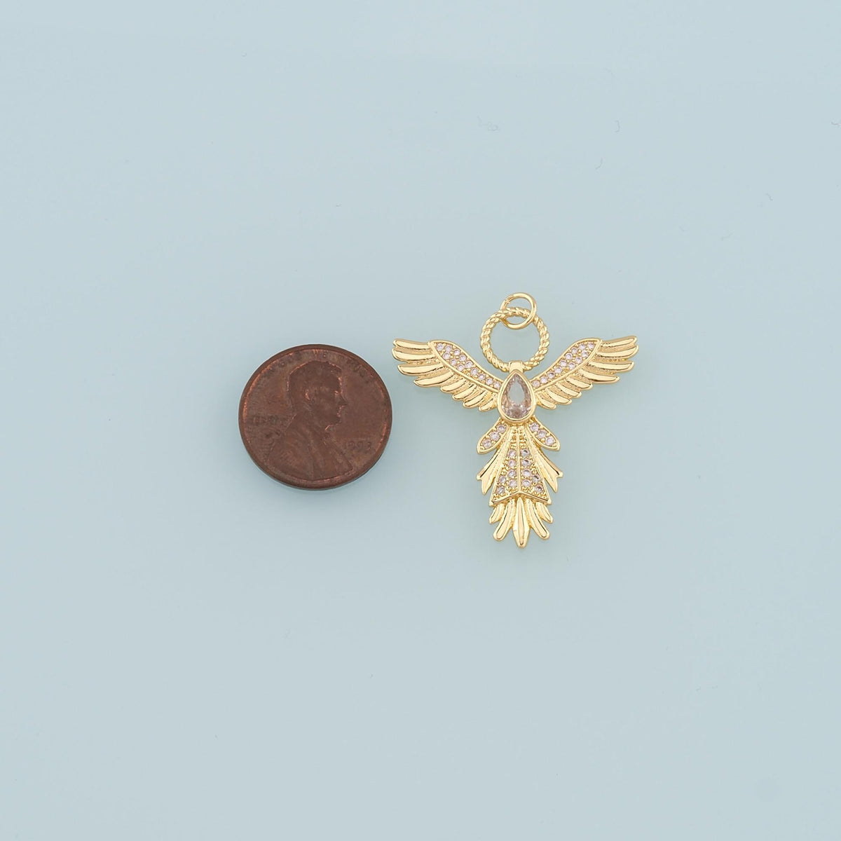 18K Gold Filled Cubic Zirconia Angel Charm Pendant for Jewelry Making