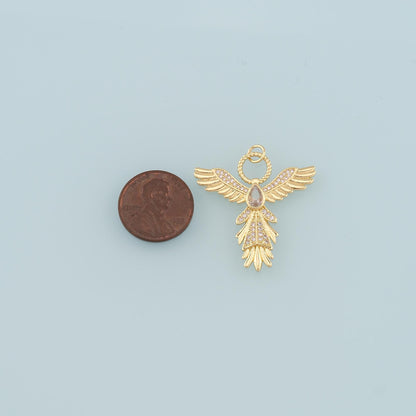 18K Gold Filled Cubic Zirconia Angel Charm Pendant for Jewelry Making