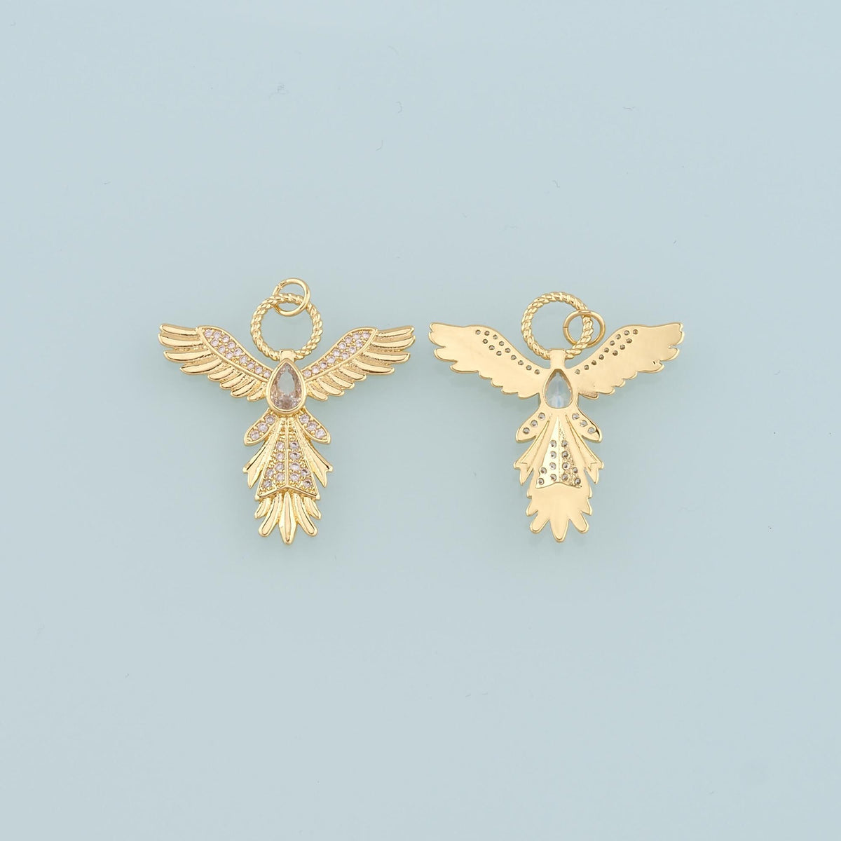18K Gold Filled Cubic Zirconia Angel Charm Pendant for Jewelry Making