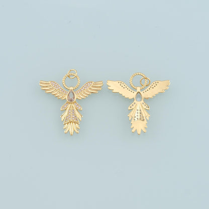 18K Gold Filled Cubic Zirconia Angel Charm Pendant for Jewelry Making