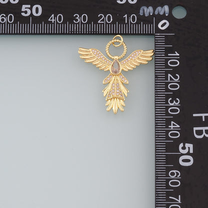 18K Gold Filled Cubic Zirconia Angel Charm Pendant for Jewelry Making