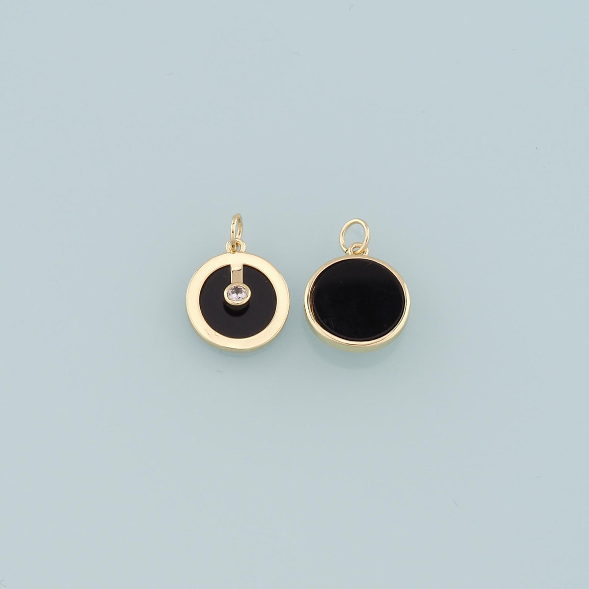 18K Gold Filled Round Pendant,Enamel Round Charm Bracelet Necklace for DIY Jewelry Making Supply