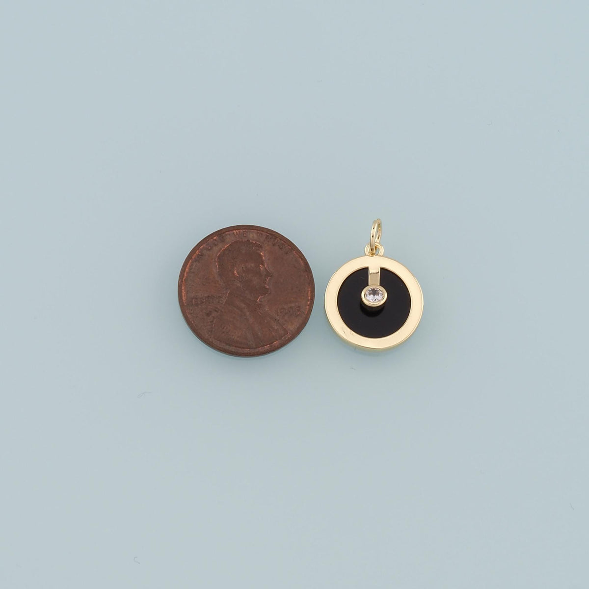 18K Gold Filled Round Pendant,Enamel Round Charm Bracelet Necklace for DIY Jewelry Making Supply