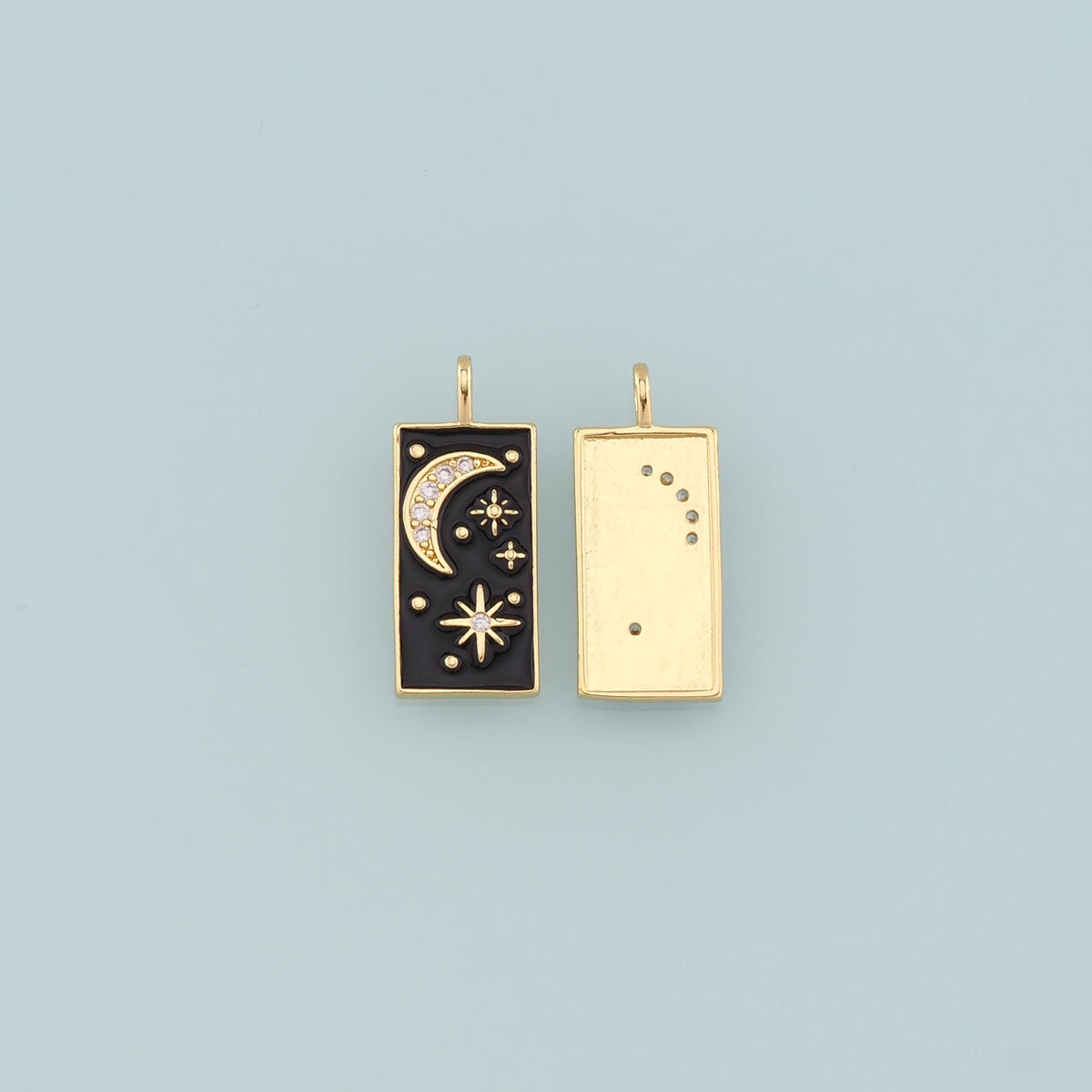 18K Gold Filled Star Moon Pendant,Enamel Celestial Charm Bracelet Necklace for DIY Jewelry Making Supply