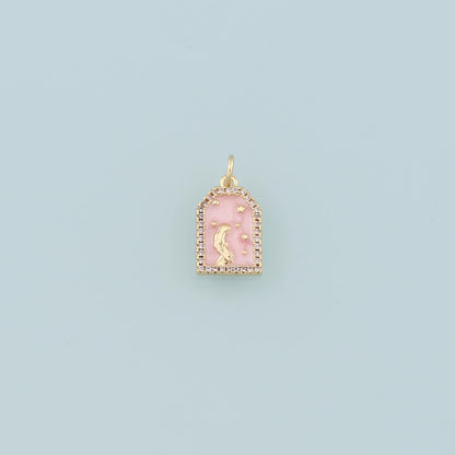 18K Gold Filled Pregnant Mother Pendant,Enamel Pregnant Charm Bracelet Necklace for DIY Jewelry Making Supply