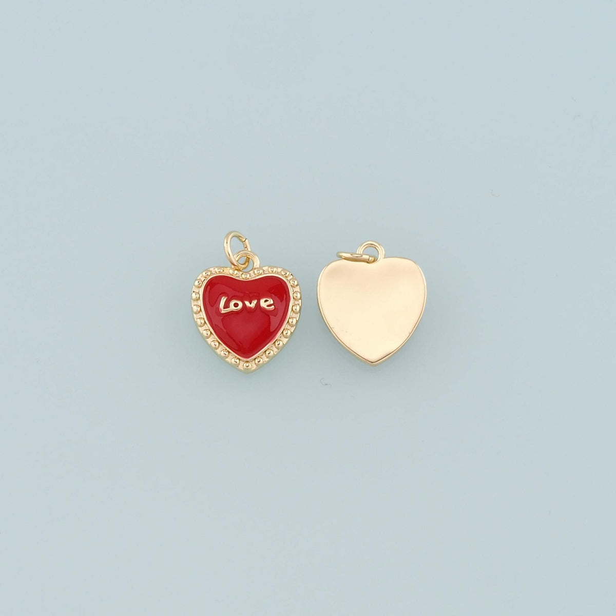 18K Gold Filled Heart Pendant,Enamel Love Charm Bracelet Necklace for DIY Jewelry Making Supply