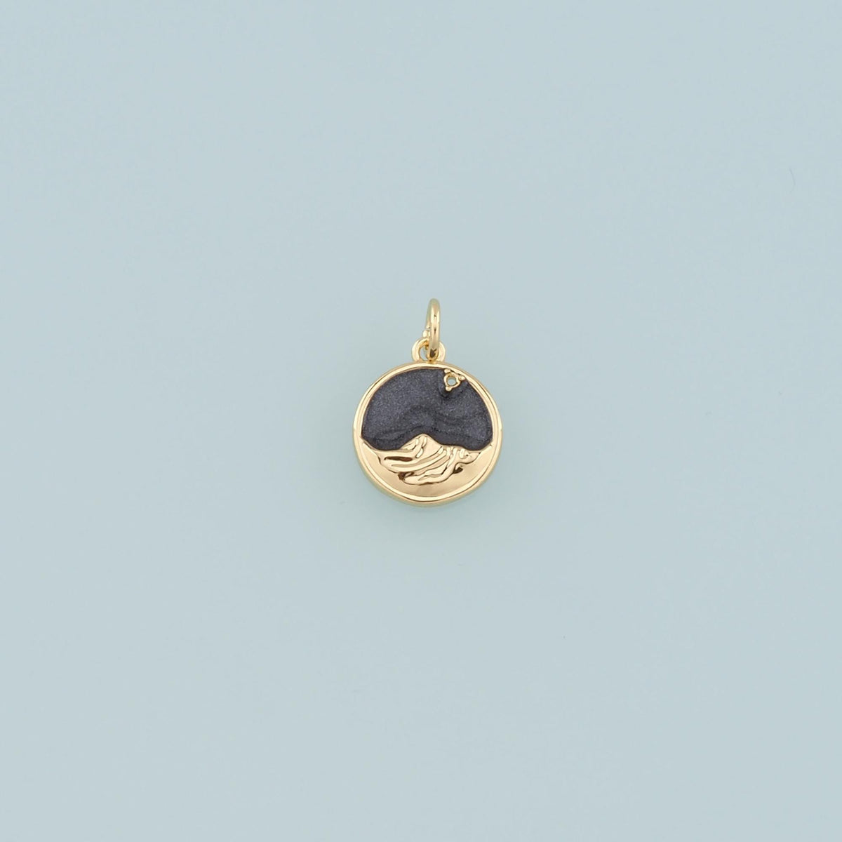 18K Gold Filled Mountain Pendant,Enamel Nature Charm Bracelet Necklace for DIY Jewelry Making Supply
