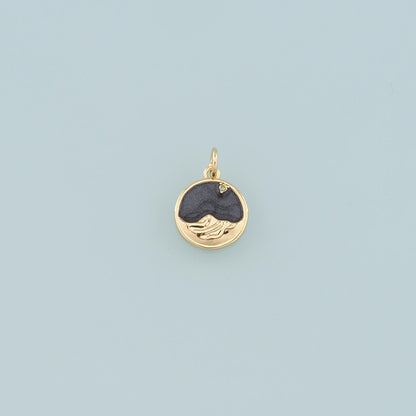 18K Gold Filled Mountain Pendant,Enamel Nature Charm Bracelet Necklace for DIY Jewelry Making Supply
