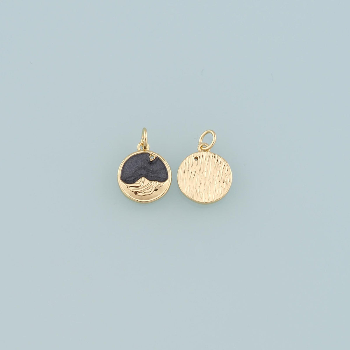 18K Gold Filled Mountain Pendant,Enamel Nature Charm Bracelet Necklace for DIY Jewelry Making Supply