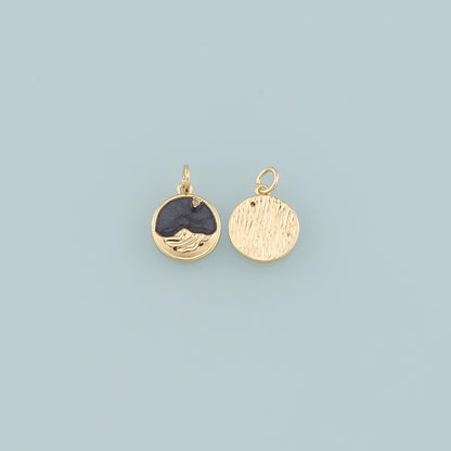 18K Gold Filled Mountain Pendant,Enamel Nature Charm Bracelet Necklace for DIY Jewelry Making Supply