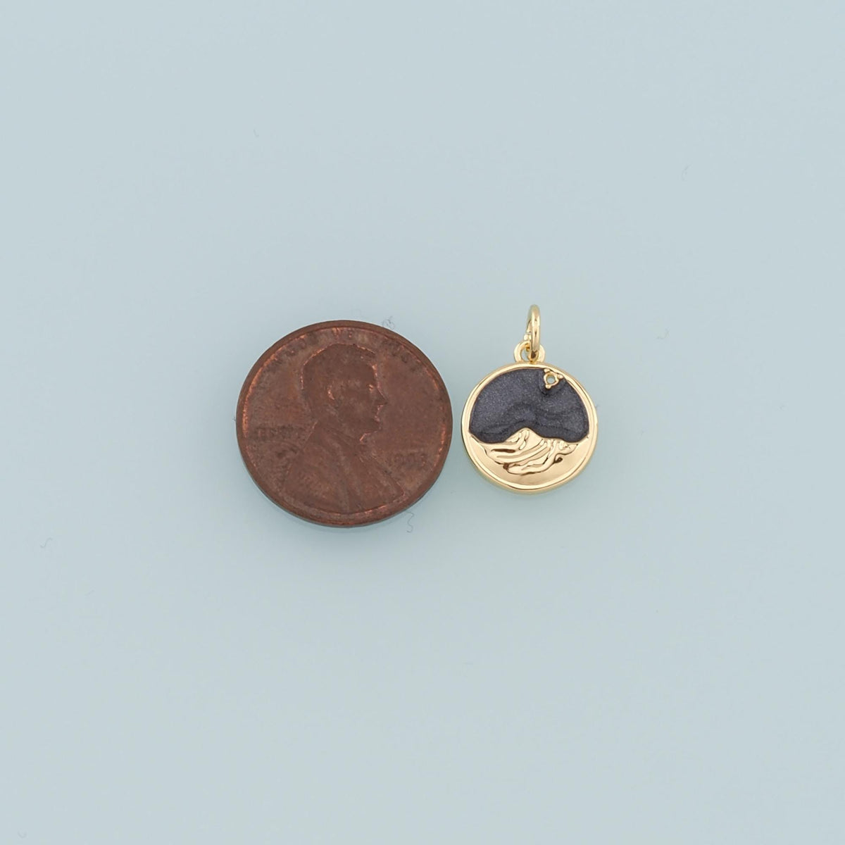 18K Gold Filled Mountain Pendant,Enamel Nature Charm Bracelet Necklace for DIY Jewelry Making Supply