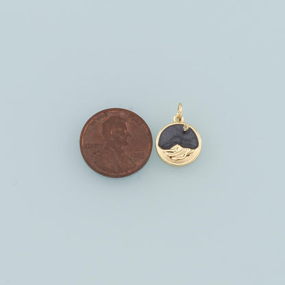 18K Gold Filled Mountain Pendant,Enamel Nature Charm Bracelet Necklace for DIY Jewelry Making Supply