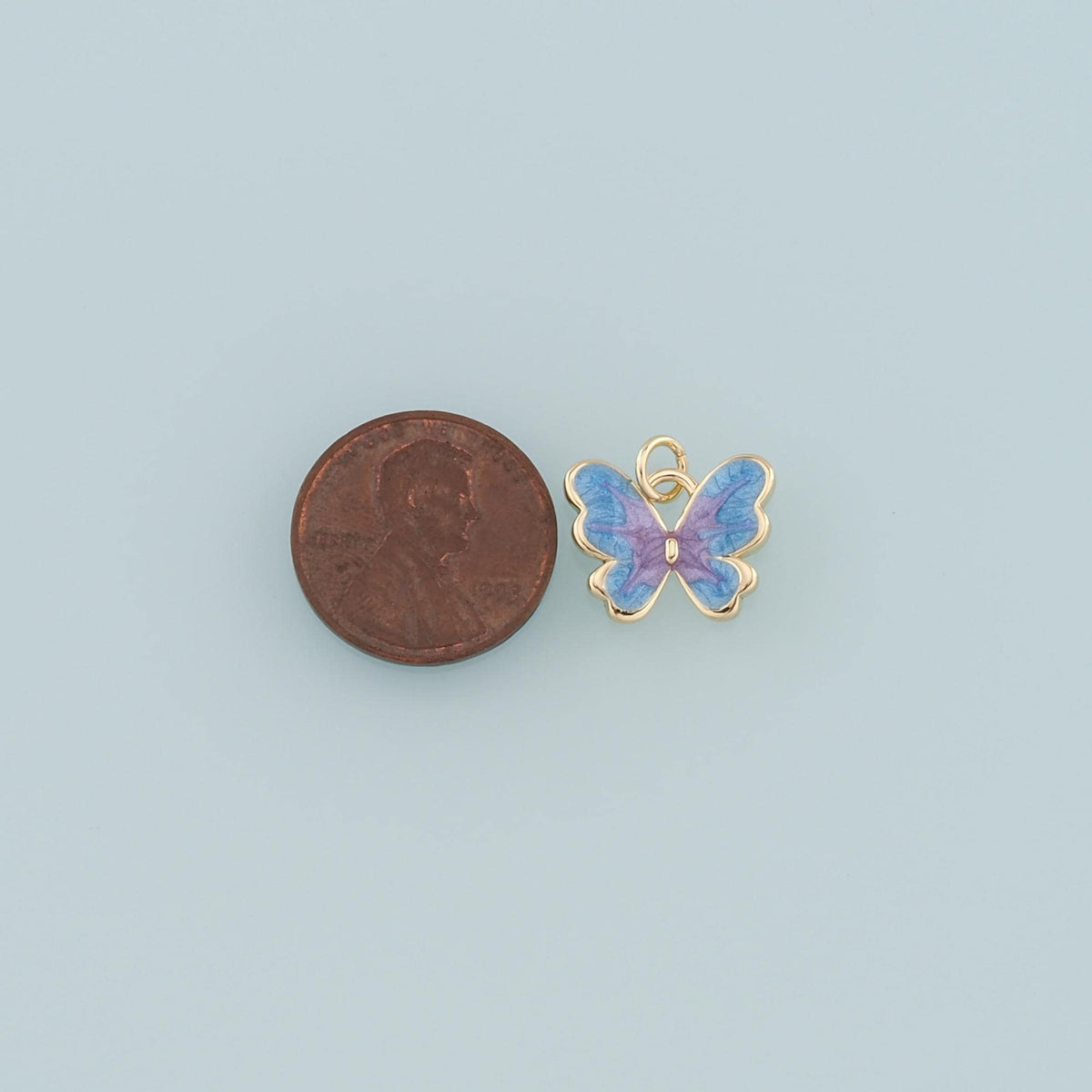 18K Gold Filled Butterfly Pendant,Enamel Butterfly Charm Bracelet Necklace for DIY Jewelry Making Supply