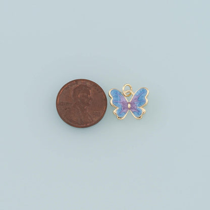 18K Gold Filled Butterfly Pendant,Enamel Butterfly Charm Bracelet Necklace for DIY Jewelry Making Supply